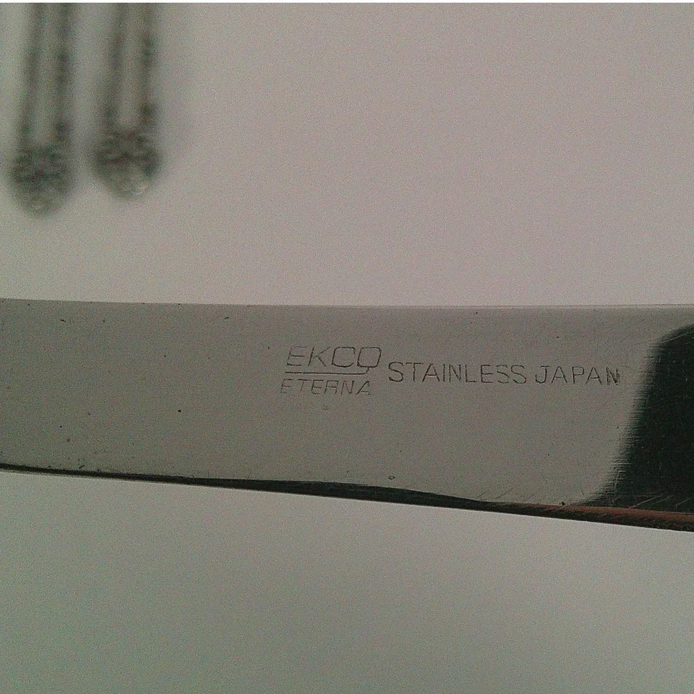 Ekco Eterna‎ Stainless Steel Butter Knives Set of 4 Japan Vintage Floral Pattern